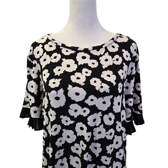 Michael Michael Kors Floral Pleat Sleeve Shift Dress Size Large - Picture 4 of 7